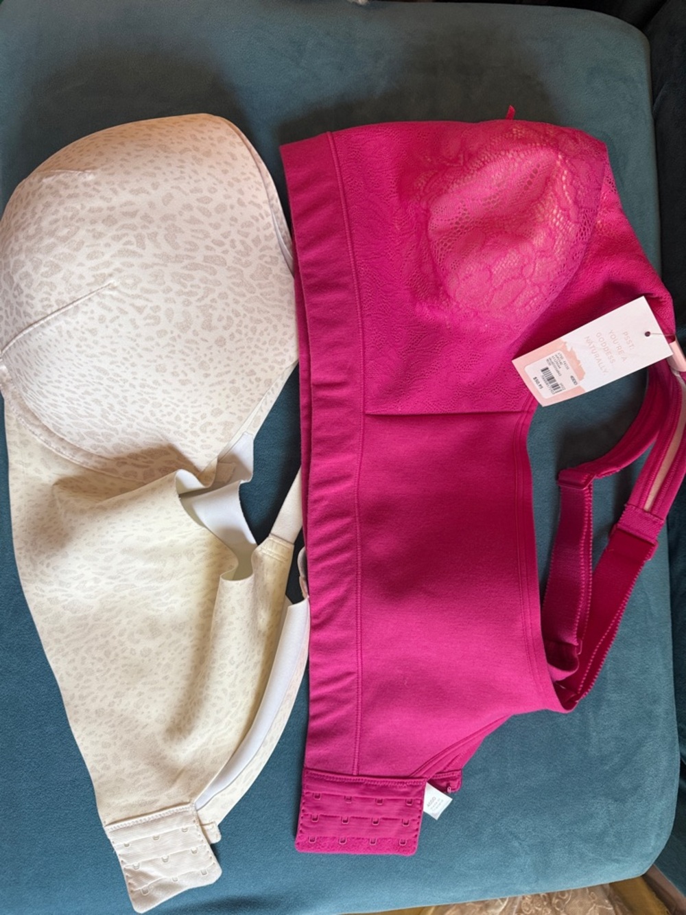 Cacique Cream Leopard-Print and pink Support Bra
